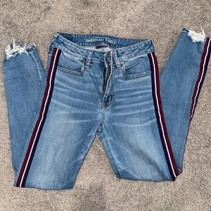 American Eagle skinny striped jeans